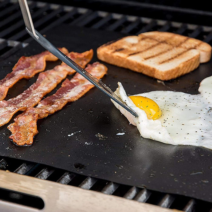 5Pcs Non-Stick BBQ Grill Mats with Brush and Clips Reusable 15.75×13 Inch