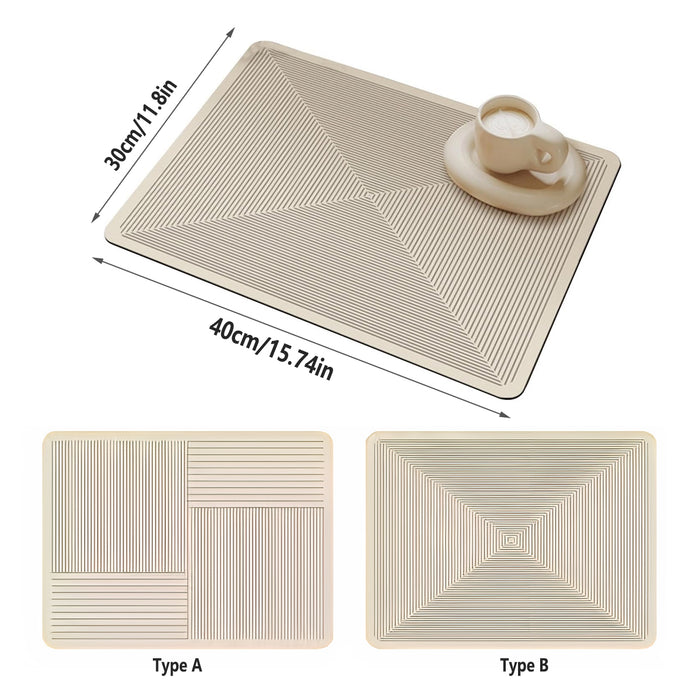 2 Pcs Kitchen Absorbent Draining Mats Heat Insulation Non-Slip 40x30cm