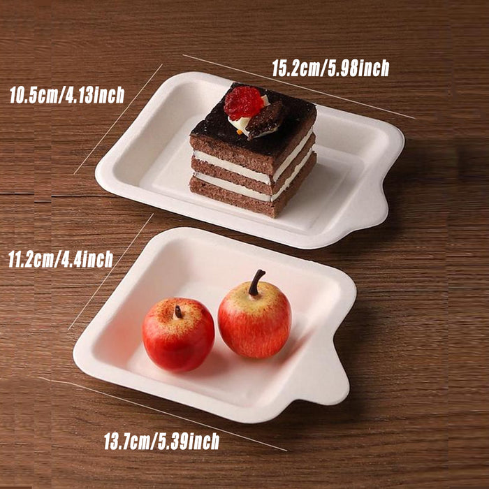 100Pcs Thickened Degradable Paper Plates Rectangular Eco-Friendly Design