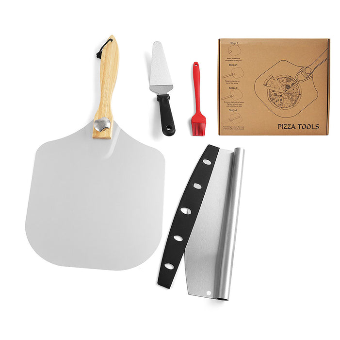 4 Piece Pizza Tool Set 12 Inch Aluminum Shovel Folding Handle