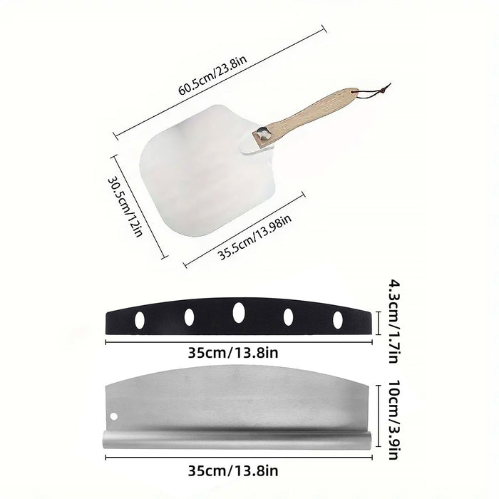4 Piece Pizza Tool Set 12 Inch Aluminum Shovel Folding Handle