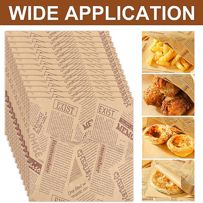 50 PCS Kraft Paper Hamburger Pouch Triangle Open Bag Waterproof Disposable Fries