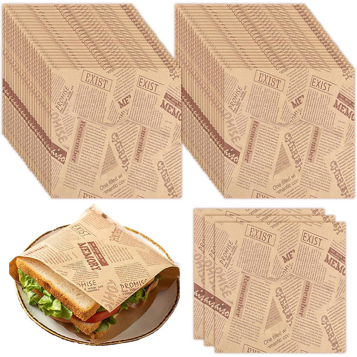 50 PCS Kraft Paper Hamburger Pouch Triangle Open Bag Waterproof Disposable Fries