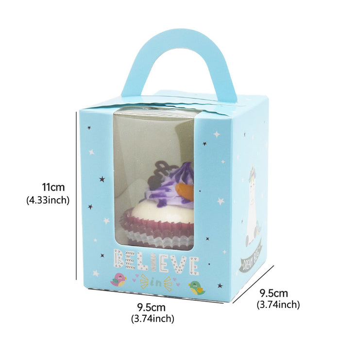 50 Pcs Muffin Cake Boxes with Clear Window and Handle 4 Styles
