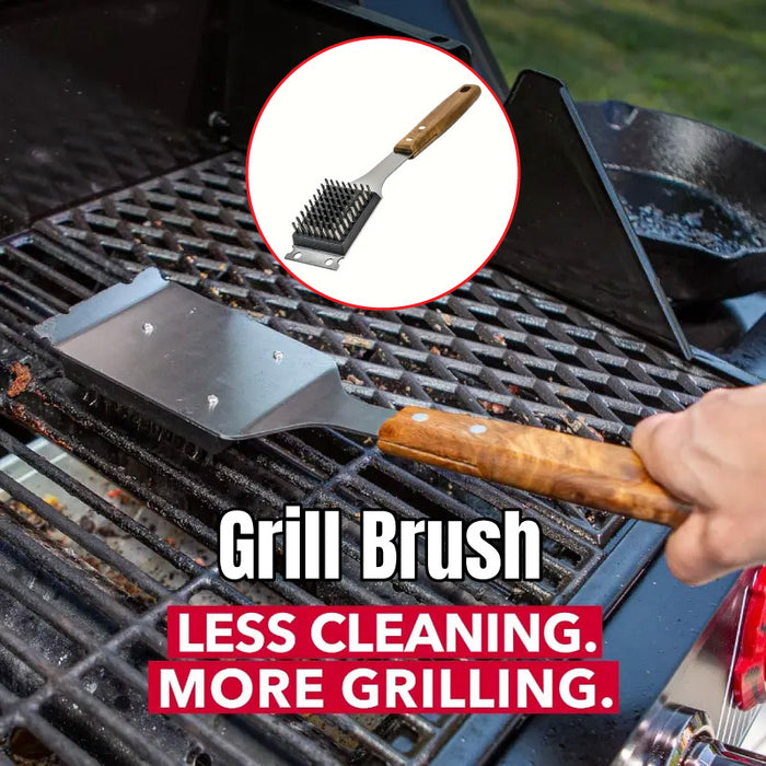 Stainless Steel BBQ Grill Cleaning Brush with Acacia Wood Handle 38 x 6.5 cm