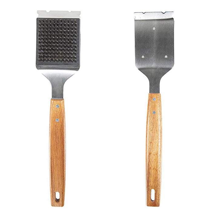 Stainless Steel BBQ Grill Cleaning Brush with Acacia Wood Handle 38 x 6.5 cm