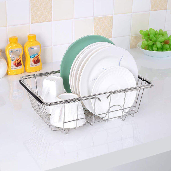 Stainless Steel Telescopic Sink Draining Basket Rack