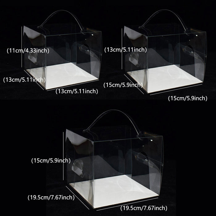 30 Pcs Transparent Disposable Cake Boxes with Handle 3 Sizes