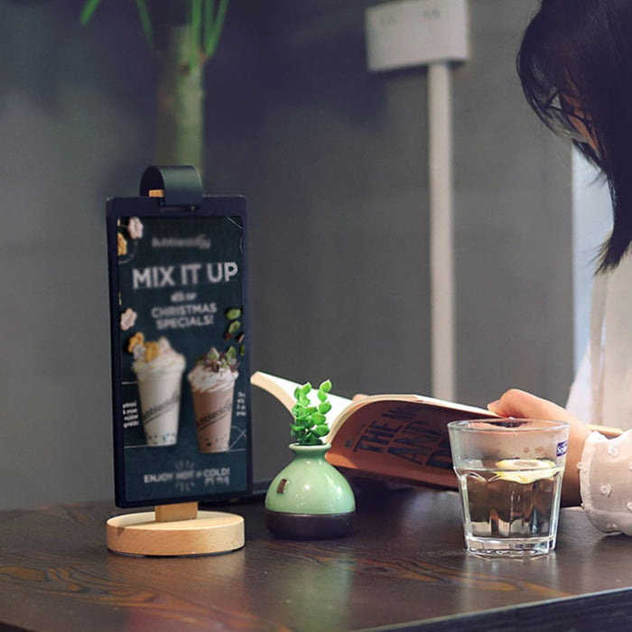 Wooden Tabletop Menu Holder Stand 20 x 10 cm with PVC Panel