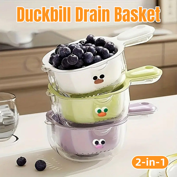 Duckbill Double Layer Draining Basket for Vegetable Washing