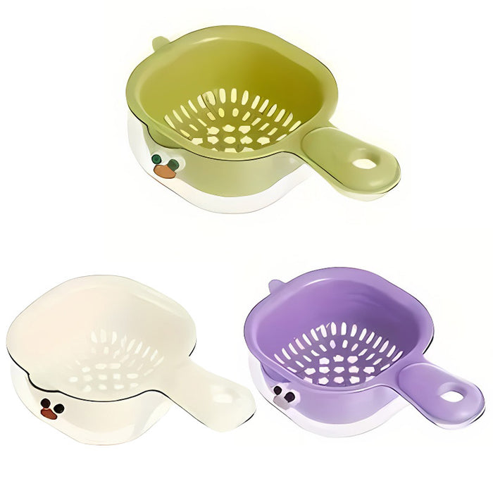 Duckbill Double Layer Draining Basket for Vegetable Washing