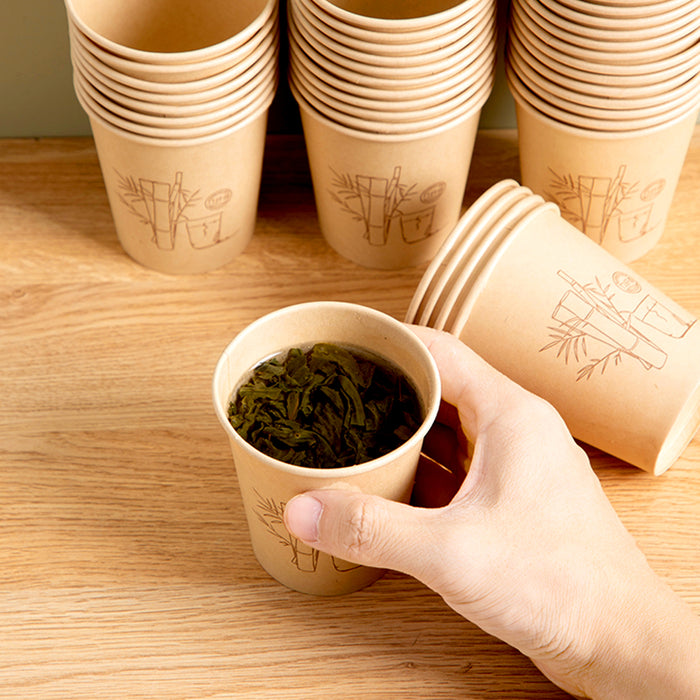 500 Pcs Disposable Paper Coffee Cups 9oz Bamboo Pulp Leak Proof