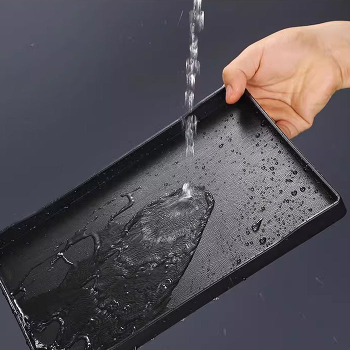 12 Pcs Rectangular PP Plastic Serving Tray with Non-Slip Surface 24 x 18 cm