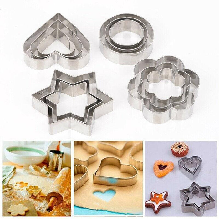 12pcs Stainless Steel Cookie Cutter Set Biscuit Mold for Baking