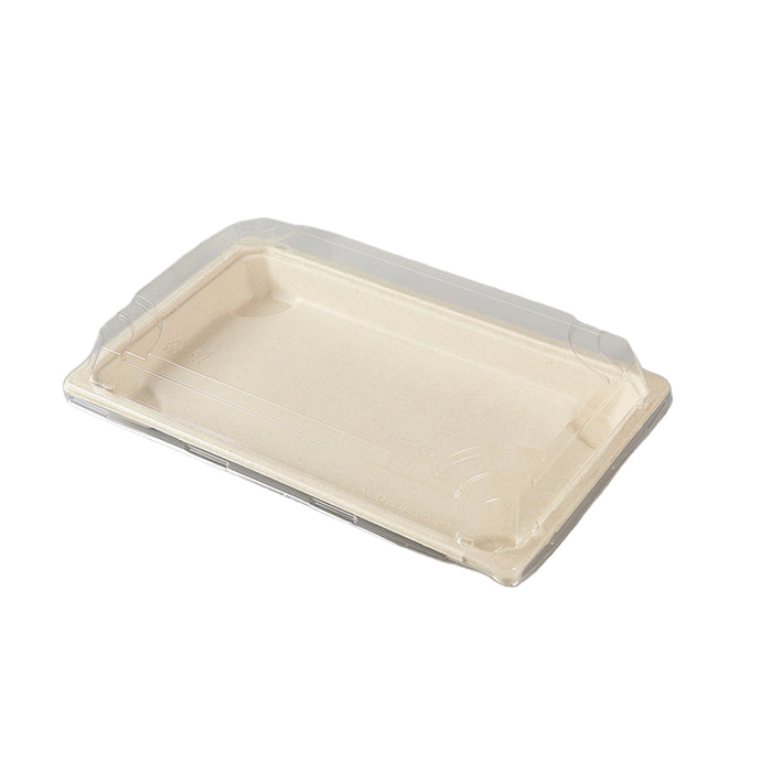 50 Pcs Biodegradable Sushi Boxes with Clear Lid Leak-Proof Natural Beige 8 Sizes