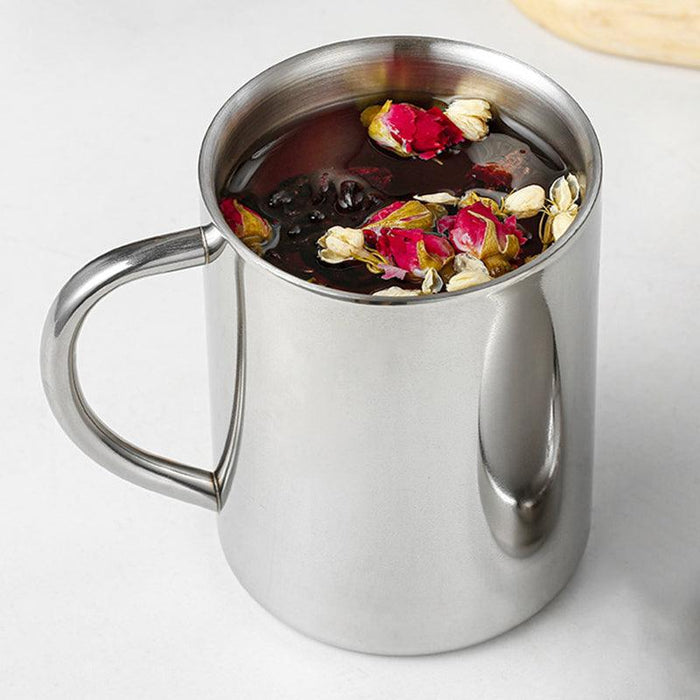 2Pcs Stainless Steel Coffee Mugs Double Wall Insulated 380ml