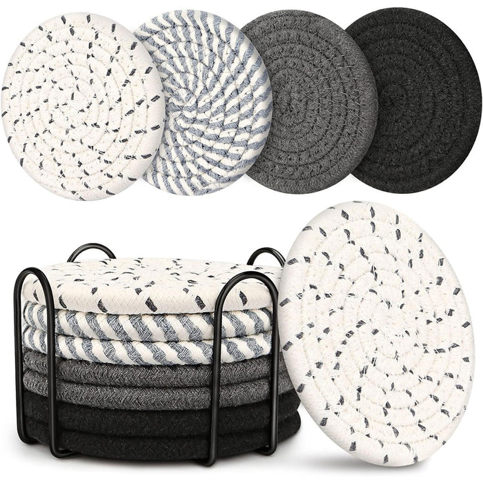 8Pcs Woven Cotton Rope Coasters for Coffee Tea