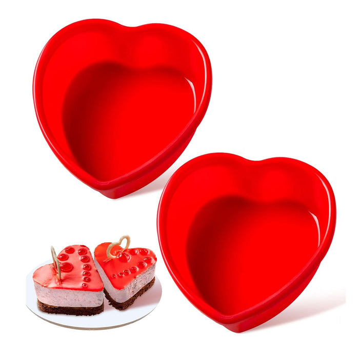 4PCS Heart Silicone Cake Moulds Non Stick Dessert Trays
