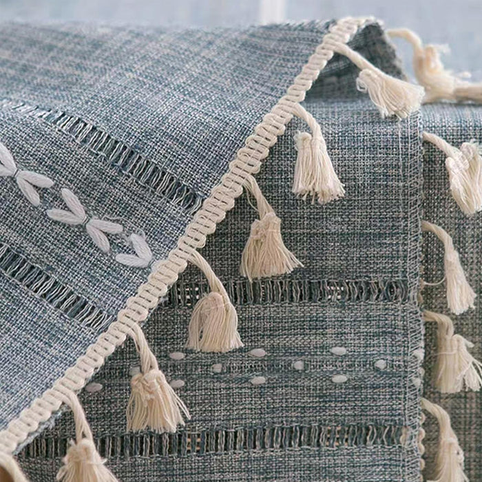 Solid Colour Woven Table Runner, 1830mm - Blue