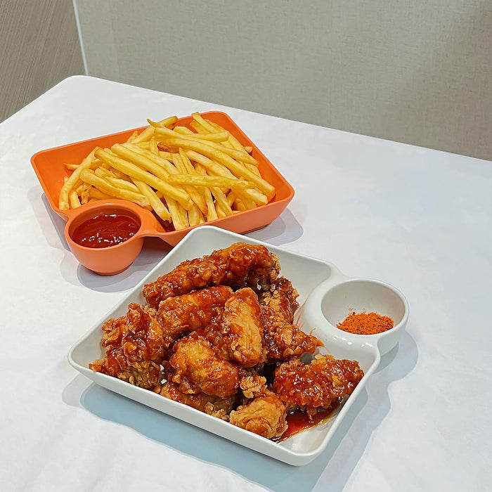 Square Plate with Dipping Tray, 8pcs