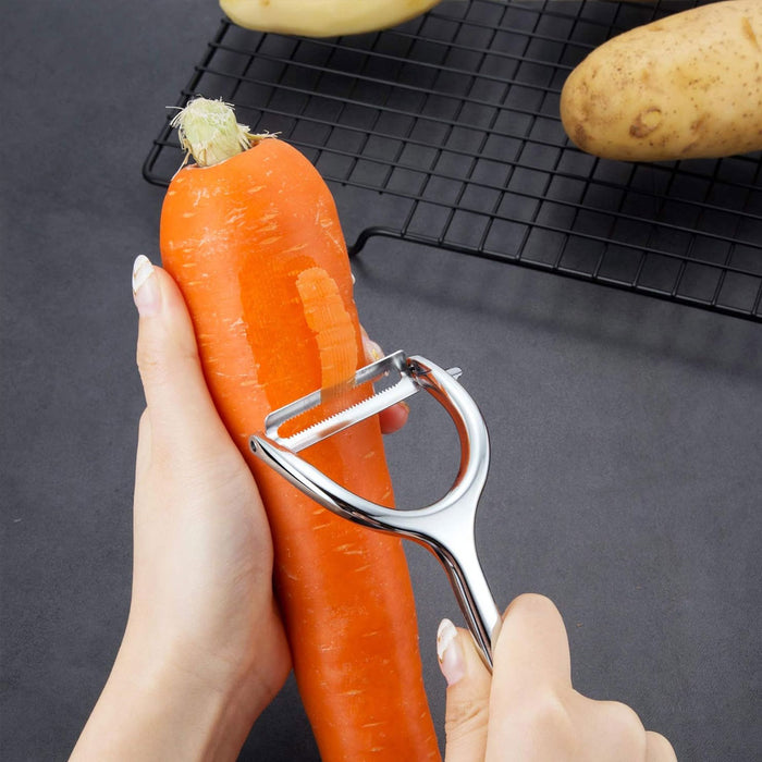 2 Pcs Stainless Steel Peeler Set with Serrated Blades