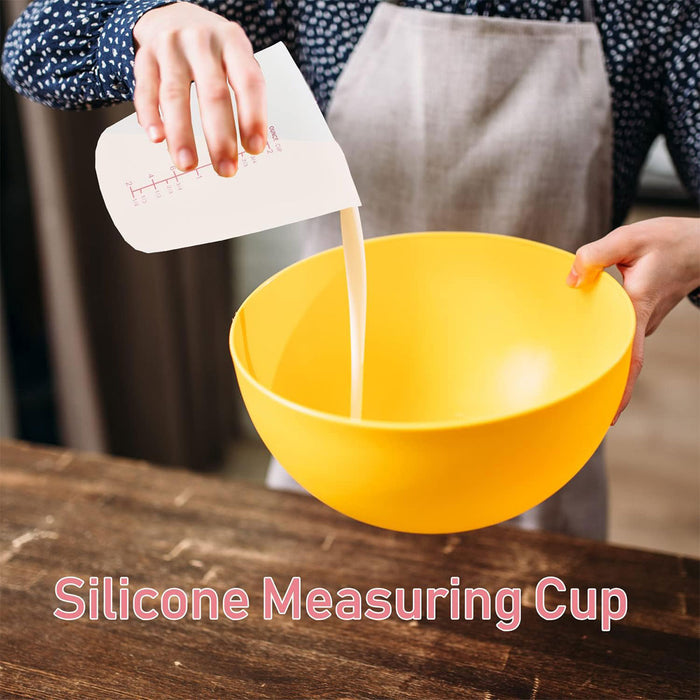 3 Pcs Silicone Measuring Cups White Double Scale 125ml 250ml 500ml
