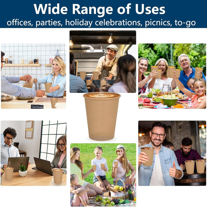 500 Pcs 9oz Disposable Paper Cups Kraft Brown Leak Proof