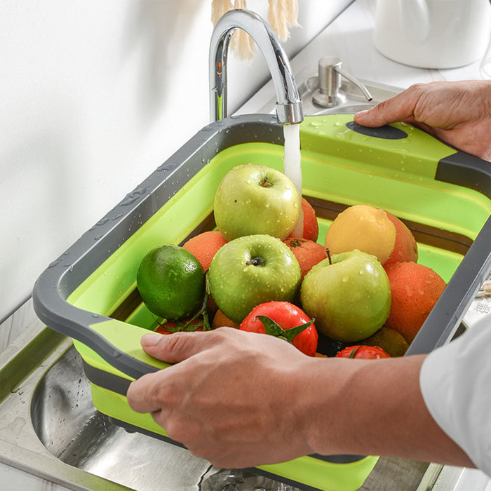 Foldable Sink Cutting Board with Draining Basket 42cm