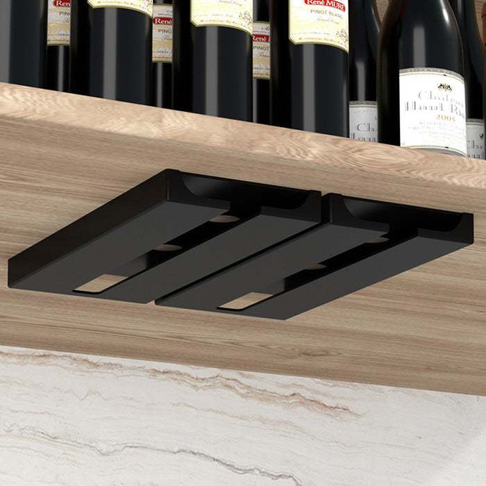 2 Pcs Under-Cabinet Wine Glass Hanging Rack Black HIPS
