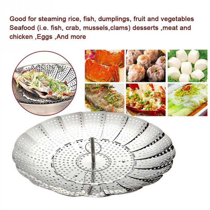 Stainless Steel Steamer Basket, Expandable, Collapsible for Easy Storage