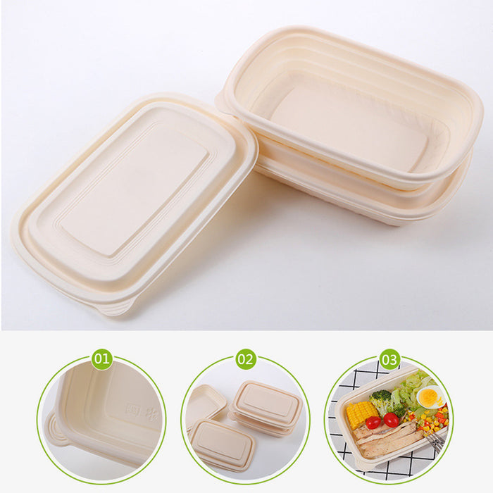 50Pcs Corn Starch Lunch Boxes Biodegradable Takeout Food Containers