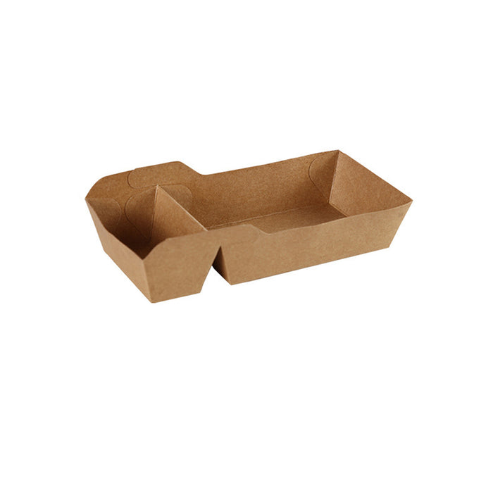 125pcs Eco-Friendly Kraft Paper Snack Boxes Dual Compartment Lunch Food Tray