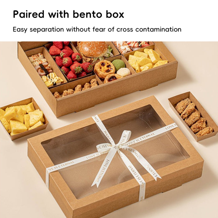 10 Pcs Food-Grade Kraft Paper Lunch Boxes for Outdoor Picnic in 3 Sizes