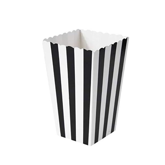 100 Pcs Food-Grade Striped Popcorn Boxes Large Capacity in Black or Gold
