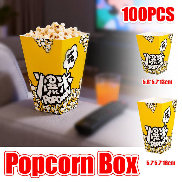 100 Pcs Oil-Proof Disposable Popcorn Snack Boxes in 2 Sizes