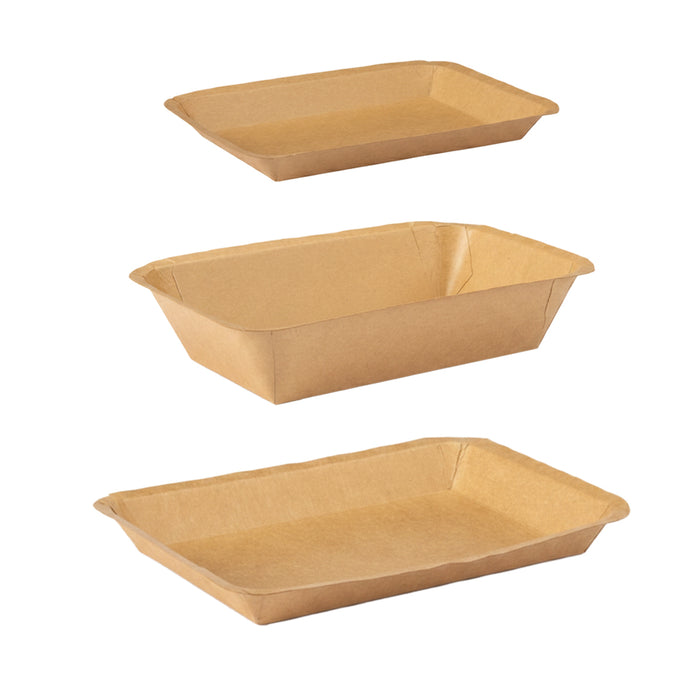 100 Pcs Kraft Paper Plates Water and Oil Resistant Rectangular