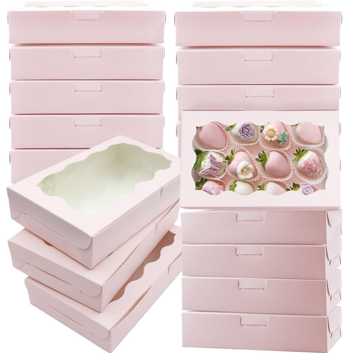 50 Pcs Kraft Cake Boxes with Clear Window Food-Grade in 3 Colors
