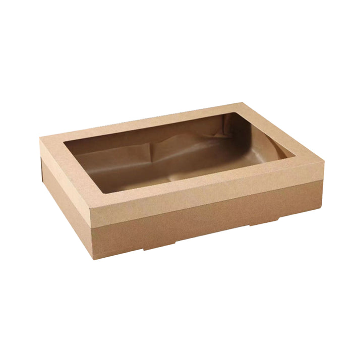 10 Pcs Food-Grade Kraft Paper Lunch Boxes for Outdoor Picnic in 3 Sizes