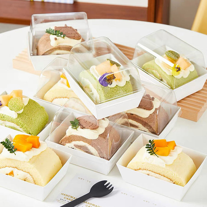 100 Pcs Clear Dessert Packaging Boxes with Insert Tray for Cupcakes in 2 Sizes