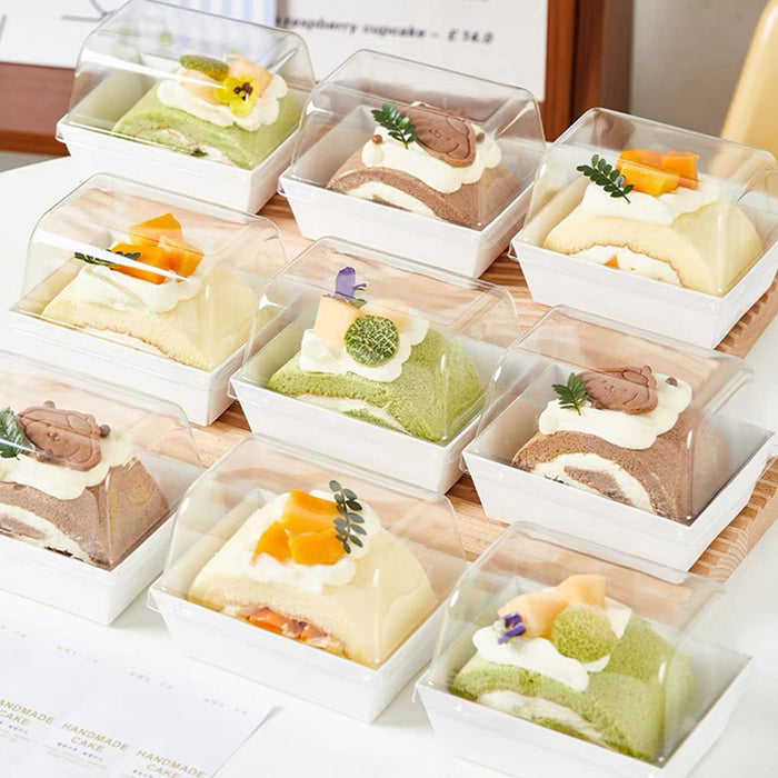 100 Pcs Clear Dessert Packaging Boxes with Insert Tray for Cupcakes in 2 Sizes