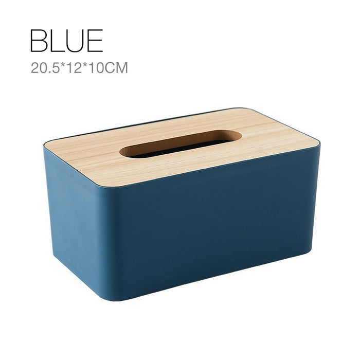 Wooden Tissue Box Cover PP + Wood European Style 4 Colours 20.5 x 12 x 10 cm