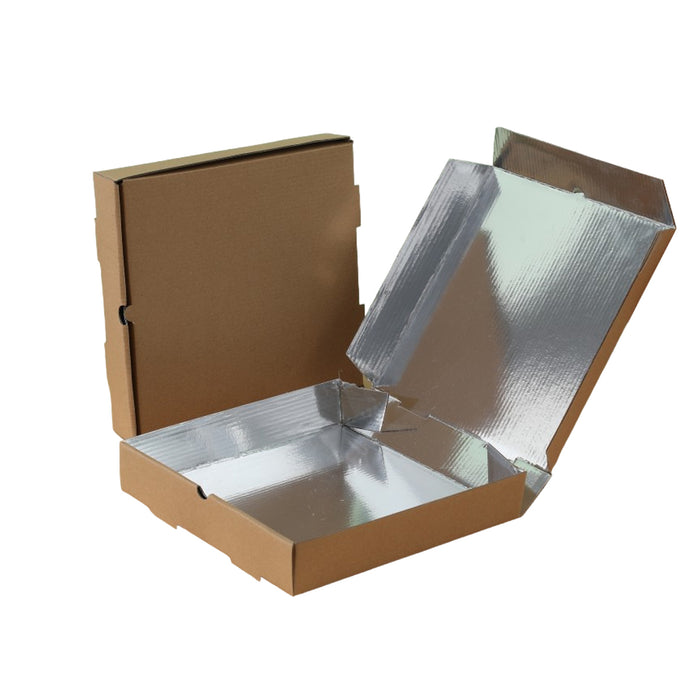 50 Pcs Cardboard Pizza Boxes with Aluminium Foil Lining for Heat Retention