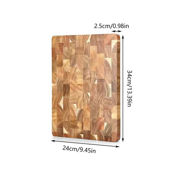 Wood Cutting Board with Geometric Pattern Inner Handle 34cm