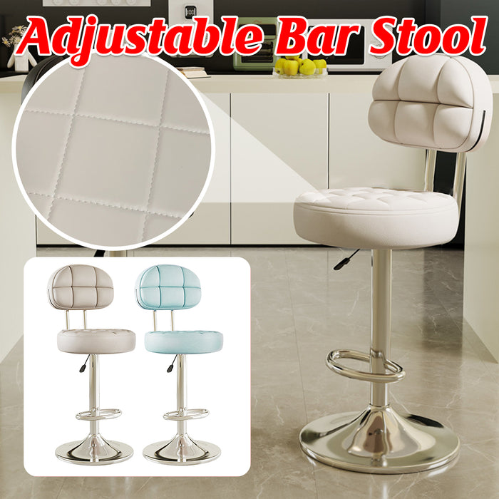 Adjustable Bar Stool with Back Anti-Slip Steel Base