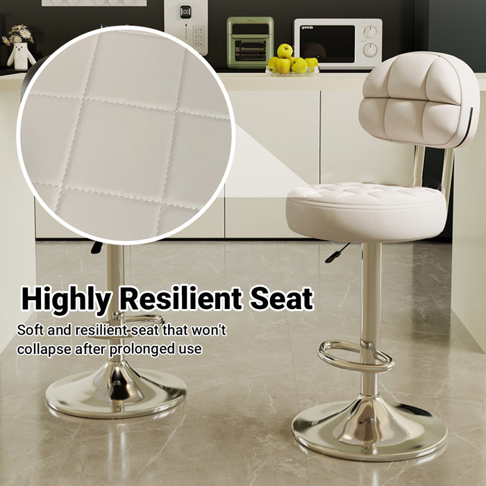 Adjustable Bar Stool with Back Anti-Slip Steel Base