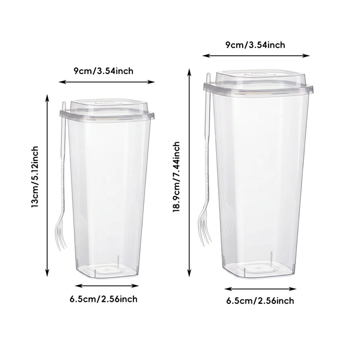 50 Pcs Fruit Tea Cups with Lids Forks 650ml 960ml PP