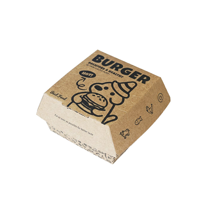 100 Pcs Food-Grade Kraft Burger Takeaway Boxes with Vent Hole 2 Styles