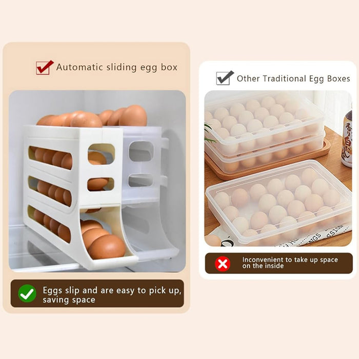 Automatic Scrolling Egg Rack Holder 2-Tier or 4-Tier Space-Saving Egg Storage