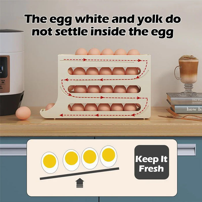 Automatic Scrolling Egg Rack Holder 2-Tier or 4-Tier Space-Saving Egg Storage