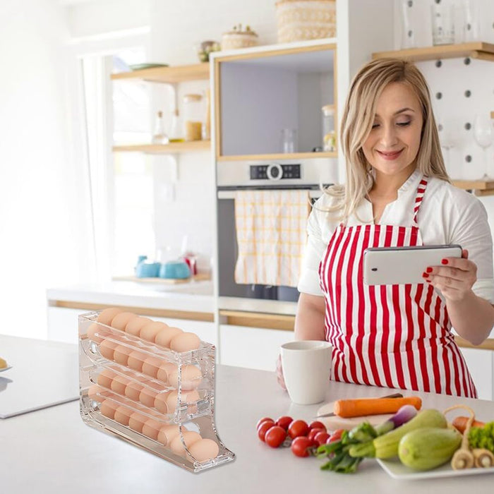 Automatic Scrolling Egg Rack Holder 2-Tier or 4-Tier Space-Saving Egg Storage